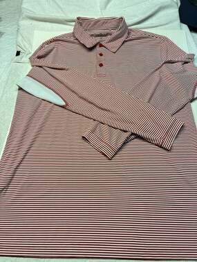 SanSoleil Men's Striped UV 50 Performance Golf Polo Shirt